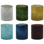Benzara Cylindrical Glass Votives with Semi Translucent Look, Set of 6, Multicolor