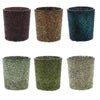 Benzara Glass Votives with Crystalized Texture, Set of 6, Multicolor