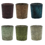 Benzara Glass Votives with Crystalized Texture, Set of 6, Multicolor