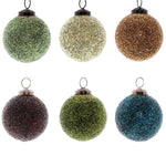 Benzara Glass Ornaments with Crystalized Texture, Set of 6, Multicolor