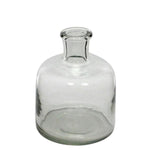 Benzara Glass Bottle with Pot Bellied Shape Base, Small, Clear