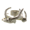 Benzara 2.5 Inch Antler Metal Frame Tealight Candle Holder, Silver