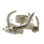 Benzara 2.5 Inch Antler Metal Frame Tealight Candle Holder, Silver