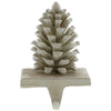 Benzara Metal Holder with Pinecone Accent and 1 Hook, Antique White