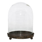 Benzara Metal Base Vitrine with Dome Shaped Glass Shade, Clear