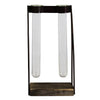 Benzara 2 Metal Frame Support Glass Tube Vase, Bronze and Clear