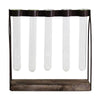 Benzara 5 Metal Frame Support Glass Tube Vase, Bronze and Clear