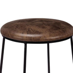 Benzara Round Wood Seat Barstool with Metal Legs, Brown and Black