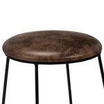 Benzara Round Counter Height Stool with Metal Legs, Brown and Black