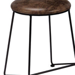 Benzara Round Counter Height Stool with Metal Legs, Brown and Black