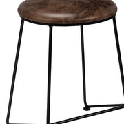 Benzara Round Counter Height Stool with Metal Legs, Brown and Black
