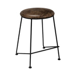 Benzara Round Counter Height Stool with Metal Legs, Brown and Black