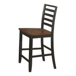 Benzara Dual Tone Wooden Counter Height Chair with Ladder Back, Set of 2, Black
