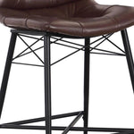 Benzara Button Tufted Fabric Counter Stool with Bucket Seating, Set of 2, Brown