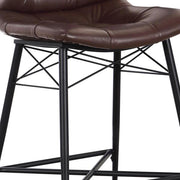 Benzara Button Tufted Fabric Counter Stool with Bucket Seating, Set of 2, Brown