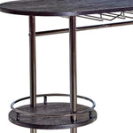 Benzara Oblong Shape Metal Bar Unit with Stemware Rack, Gray and Chrome