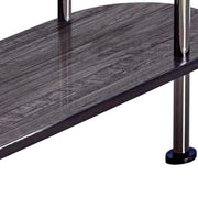 Benzara Oblong Shape Metal Bar Unit with Stemware Rack, Gray and Chrome