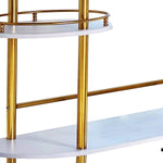 Benzara Oblong Shape Metal Bar Unit with Stemware Rack, White and Gold