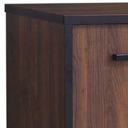 Benzara Mid Century Wooden Wine Cabinet with 2 Sliding Doors and 6 Cubies, Brown