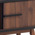 Benzara Mid Century Wooden Wine Cabinet with 2 Sliding Doors and 6 Cubies, Brown
