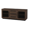 Benzara Wooden TV Console with 2 Smoked Gray Glass Doors, Brown