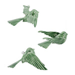 Benzara Porcelain Bird Figurine with Metal Ring, Set of 3, Green