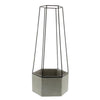 Benzara Hexagonal Cement Planter with Metal Cage, Large, Gray