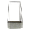 Benzara Hexagonal Cement Planter with Metal Cage, Medium, Gray