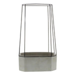 Benzara Hexagonal Cement Planter with Metal Cage, Medium, Gray