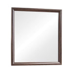 Benzara Beveled Wooden Frame Mirror with Grain Details, Dark Brown