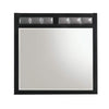 Benzara Rectangular Wooden Frame Mirror with Leatherette Padding, Black