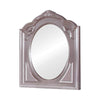 Benzara Molded Wooden Frame Mirror with Crown Top and Carving, Silver