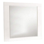 Benzara Rectangular Wooden Frame Mirror with Mounting Hardware, White