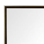 Benzara Rectangular Wooden Frame Mirror with Gold Trim, Espresso Brown