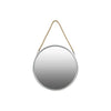 Benzara Round Shaped Metal Mirror with Rope Handle, Large, Silver