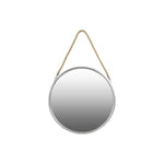 Benzara Round Shaped Metal Mirror with Rope Handle, Large, Silver