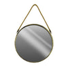 Benzara Round Shaped Metal Mirror with Rope Handle, Small, Brass