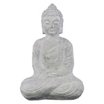 Benzara Cement Meditating Buddha Figurine with Ushnisha, White
