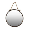 Benzara Round Shaped Metal Mirror with Rope Handle, Bronze