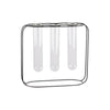 Benzara Metal Bud Vase Holder with 3 Glass Tubes, Black