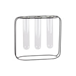 Benzara Metal Bud Vase Holder with 3 Glass Tubes, Black