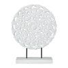 Benzara Wooden Square Shape Accentdecor with Cut Out Floral Pattern, White