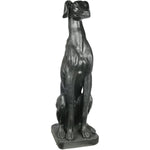 Benzara Fiberstone Sitting Dog Figurine with Block Base, Distressed Black