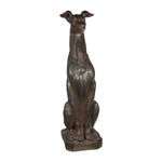 Benzara Fiberstone Sitting Dog Figurine with Collar, Distressed Brown