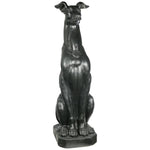 Benzara Fiberstone Sitting Dog Figurine with Collar, Distressed Black