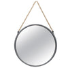 Benzara Round Metal Mirror with Rope Handle, Small, Gray