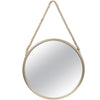 Benzara Round Metal Mirror with Rope Handle, Small, Gold