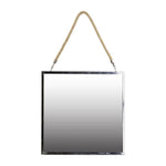 Benzara Square Metal Frame Mirror with Rope Handle, Large, Chrome