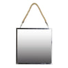 Benzara Square Metal Frame Mirror with Rope Handle, Small, Chrome