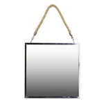 Benzara Square Metal Frame Mirror with Rope Handle, Small, Chrome